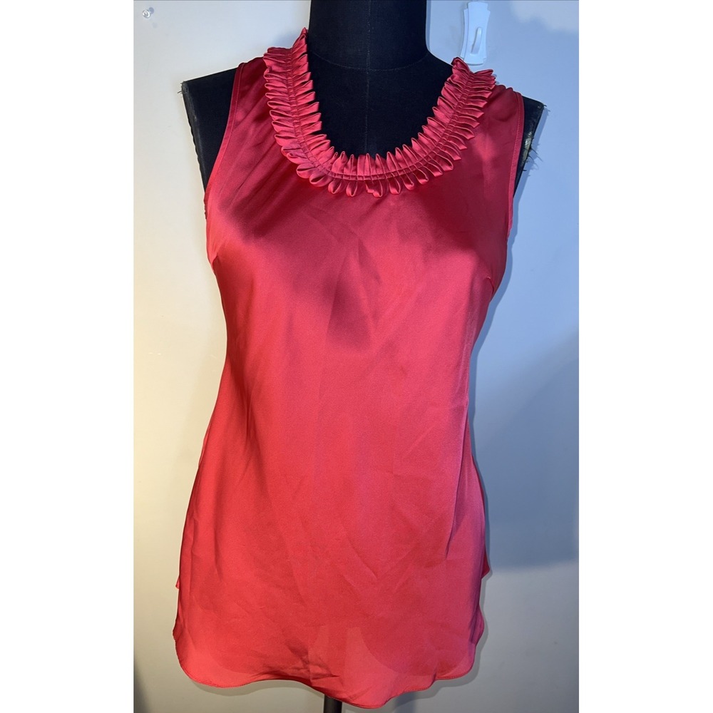 Spense Red Sleeveless Tunic Sz Medium Loop Neck Detail Cami Whimsy Artsy Fancy